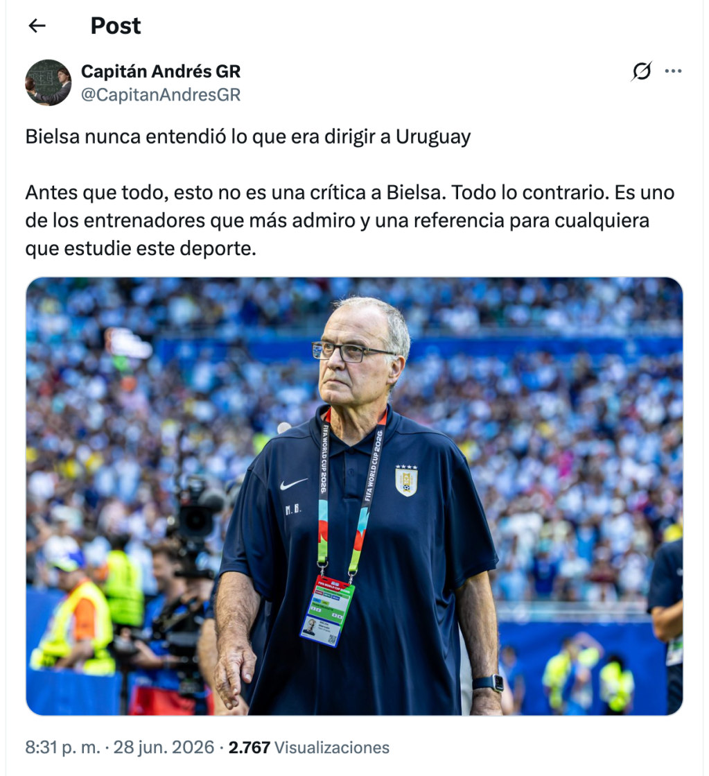 Bielsa nunca entendió lo que era dirigir a&nbsp;Uruguay